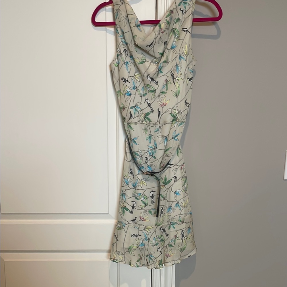 The Limited Green and Blue Wrap Tie Front Midi Dress